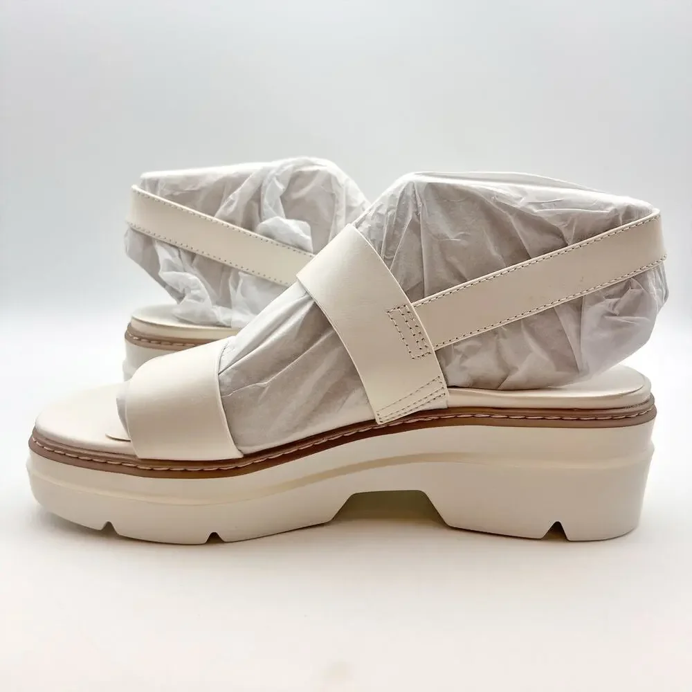 Naturalizer Womens Darry-Sling Sandals Size 9 White Leather Lug Sole NIB